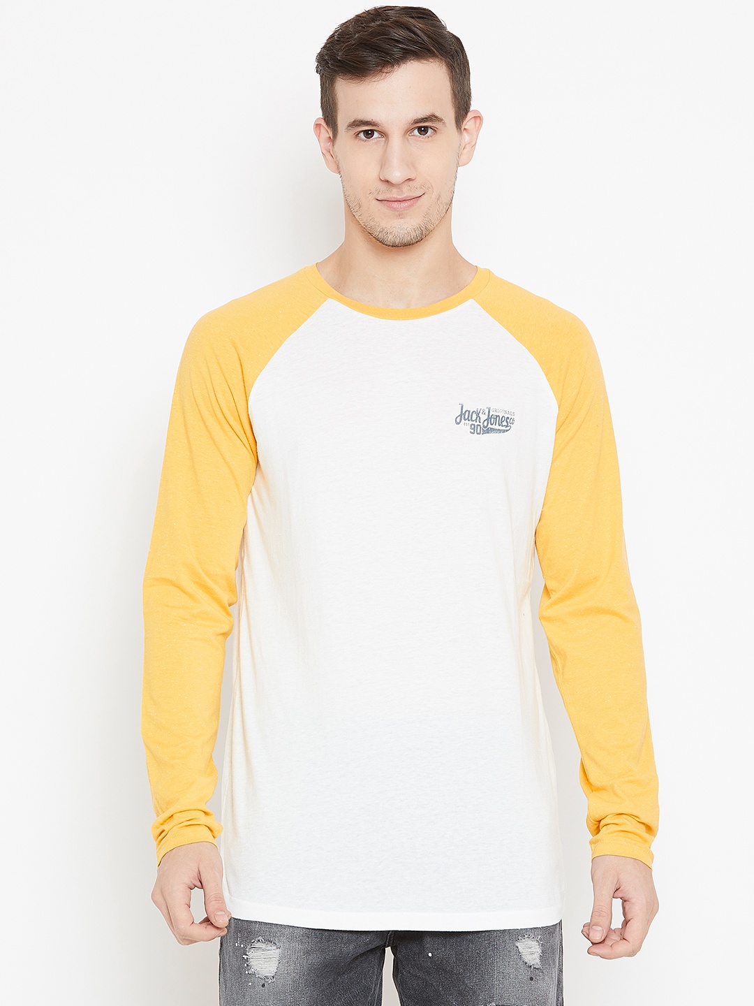 

Jack & Jones Men White Solid Round Neck T-shirt