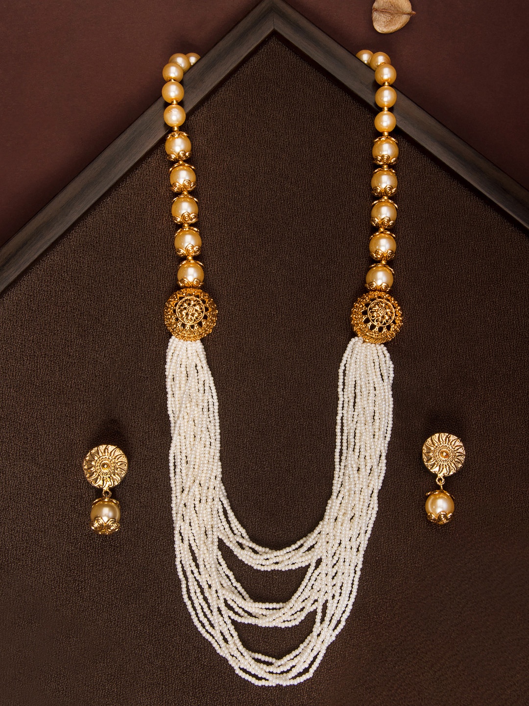 

Rubans Women Gold-Toned & White Gold-Plated Meenakari Handcrafted Jewellery Set