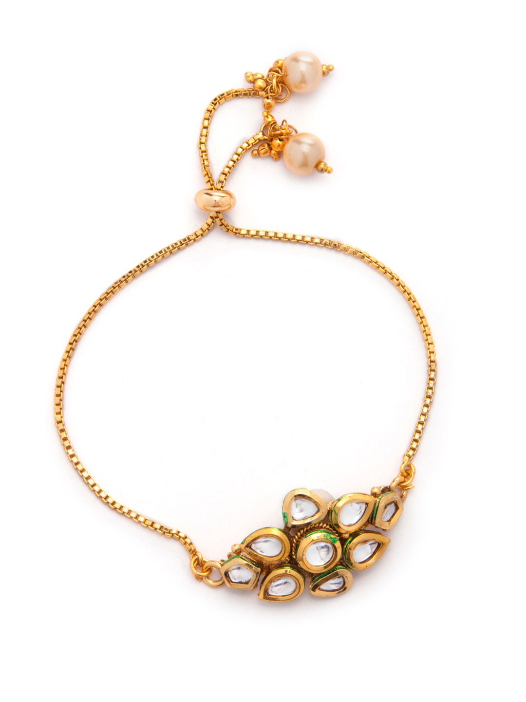

Rubans Gold-Plated Handcrafted Kundan Stone-Studded Bracelet