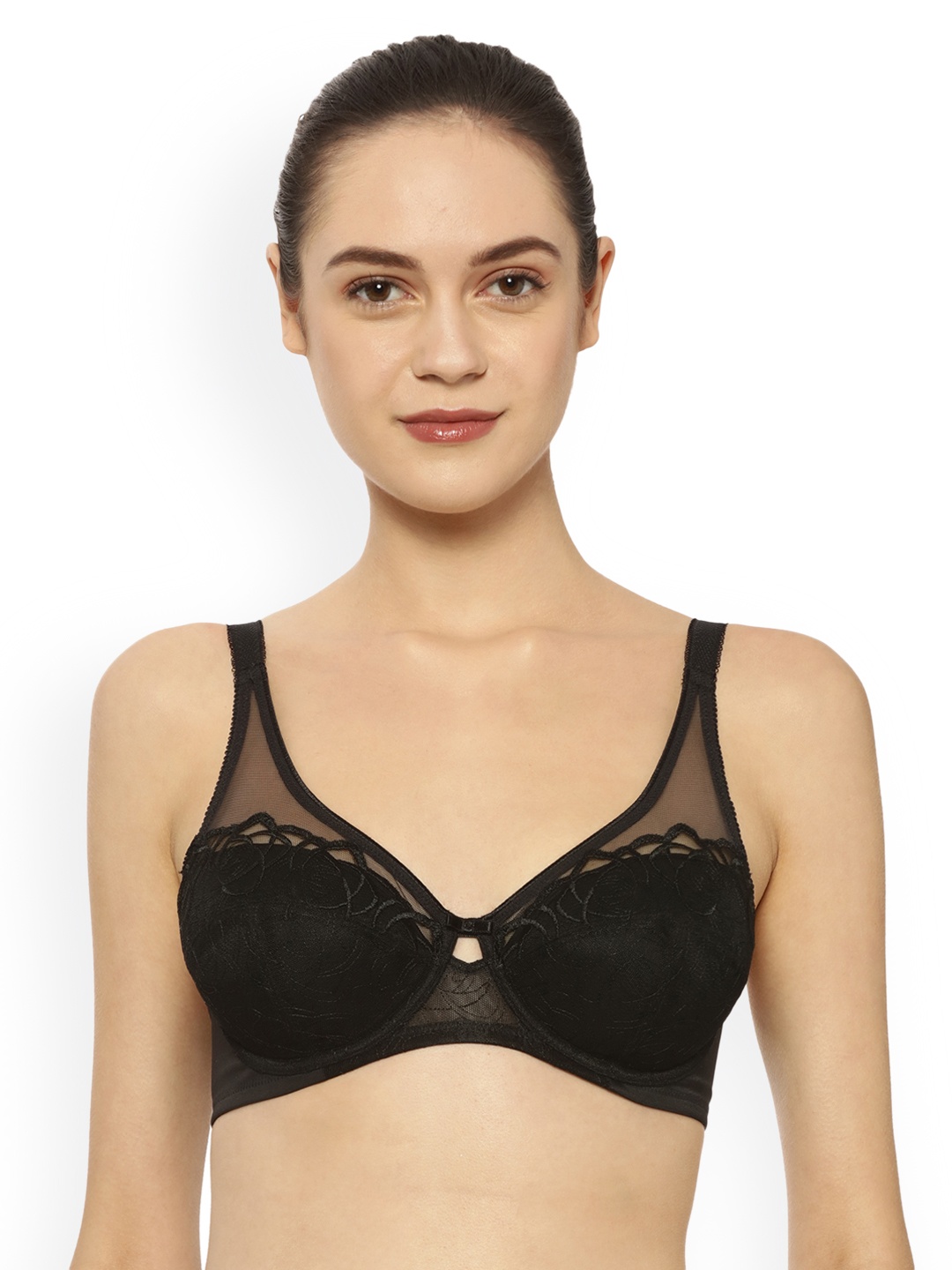 

Triumph Flower Passione Style Wired Padded Delicate Lace Big-Cup Bra, Black