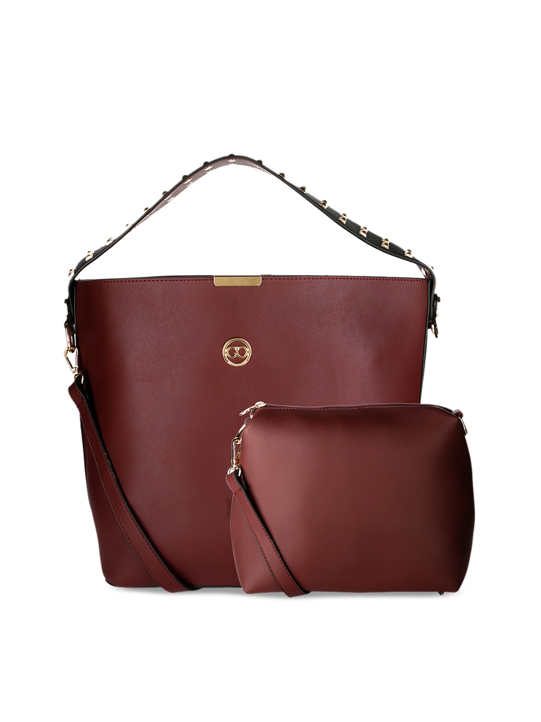 

GIO COLLECTION Maroon Solid Hobo Bag With Pouch