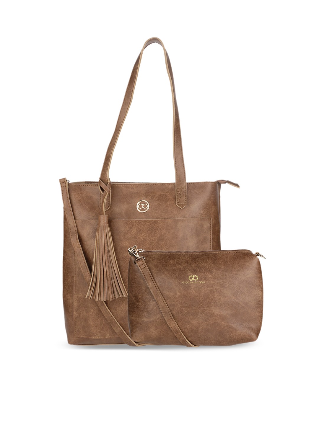 

GIO COLLECTION Brown Solid Shoulder Bag With Pouch
