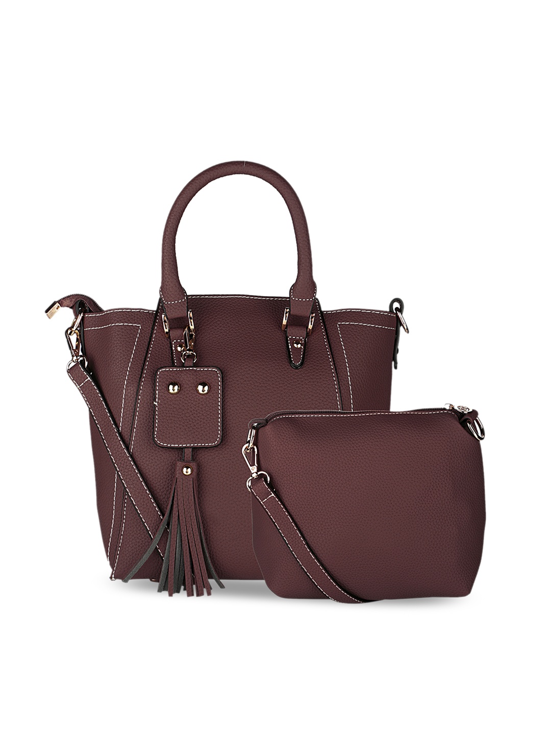

GIO COLLECTION Burgundy Solid Handheld Bag