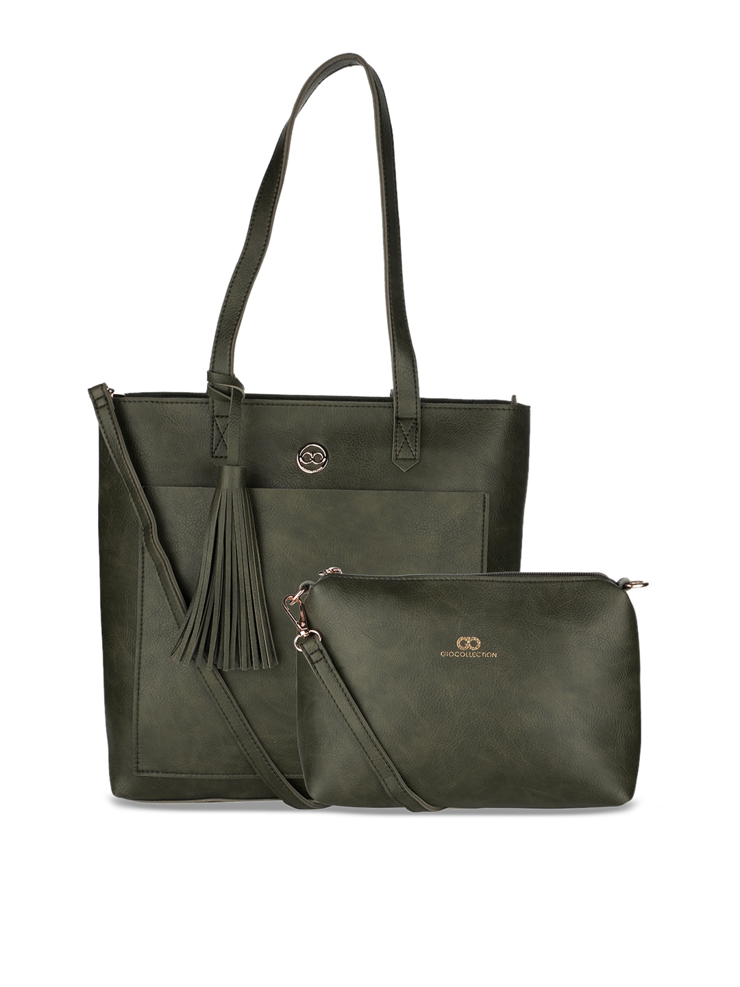 

GIO COLLECTION Set Of 2 Green Solid Sling Bag & Shoulder Bag