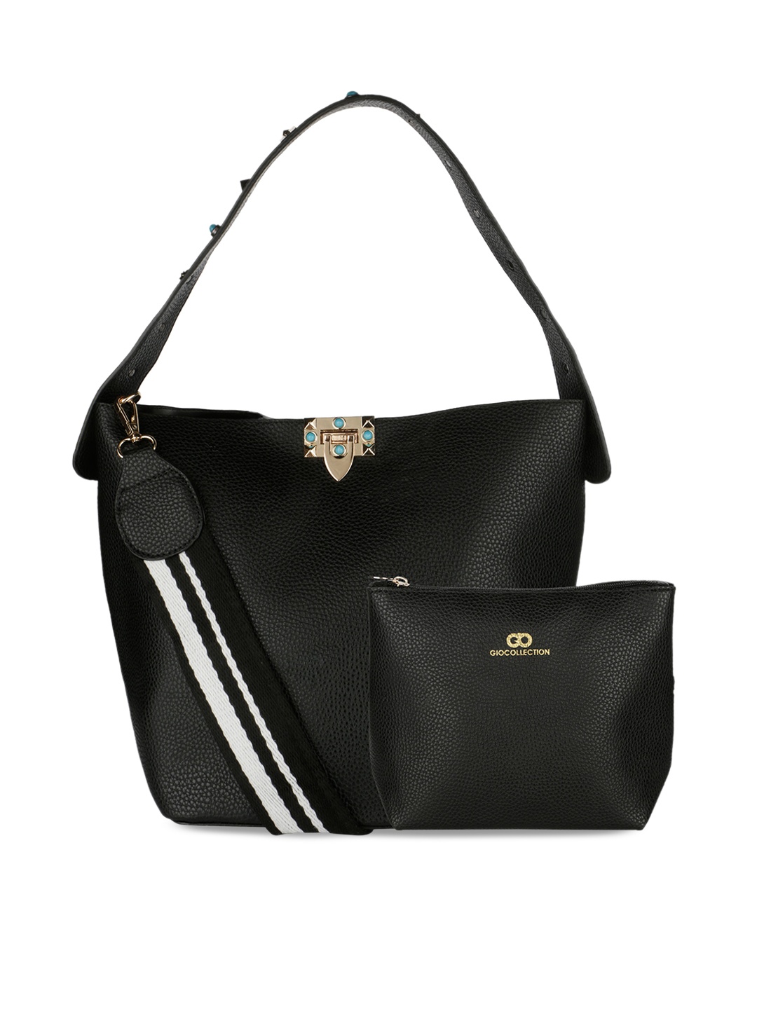 

GIO COLLECTION Black Embellished Hobo Bag