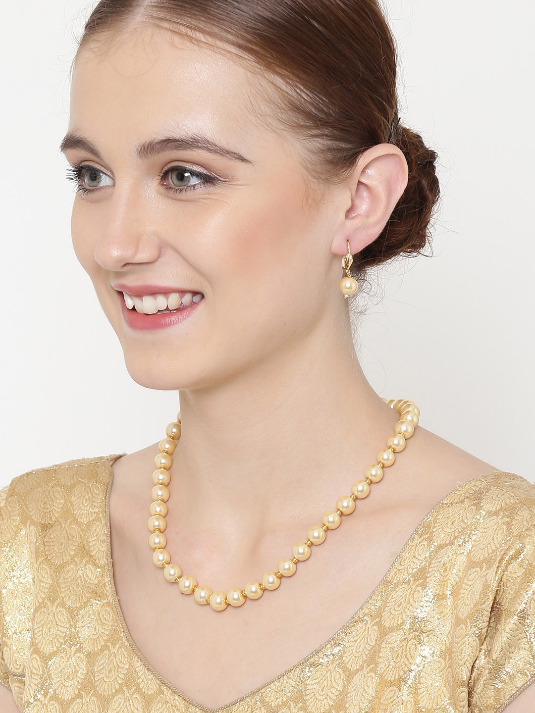 

PANASH Gold-Toned Pearl Studded Handcrafted Jewellery Set