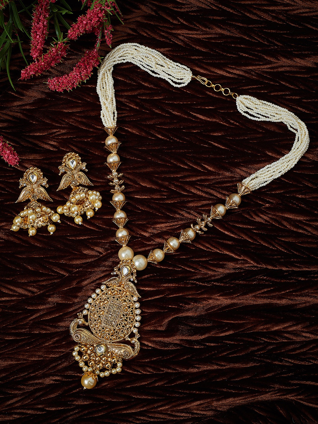 

PANASH Gold-Plated & Off-White Handcrafted Jewellery Set
