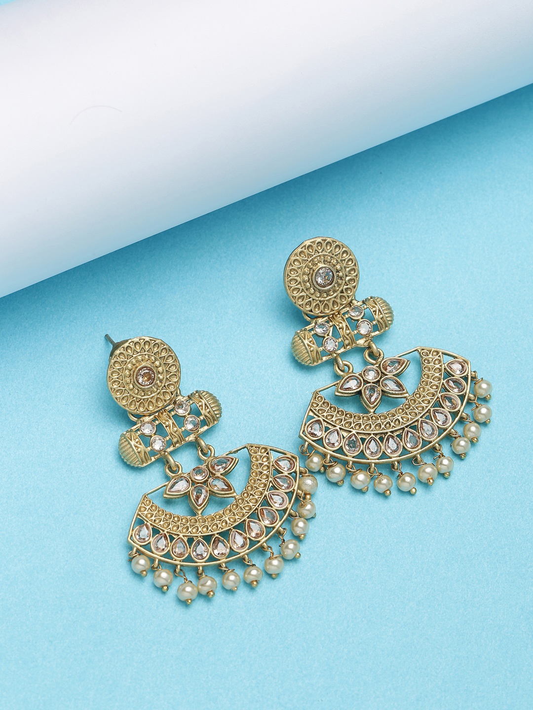 

PANASH Women Gold-Toned Gold Plated Handcrafted Drop Earrings
