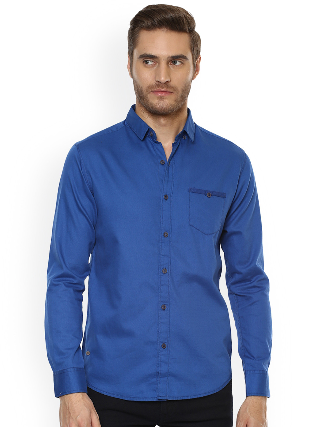 

Mufti Men Blue Slim Fit Solid Casual Shirt