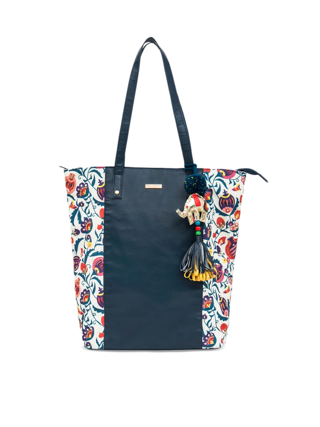 

Chumbak Navy Blue Printed Tote Bag