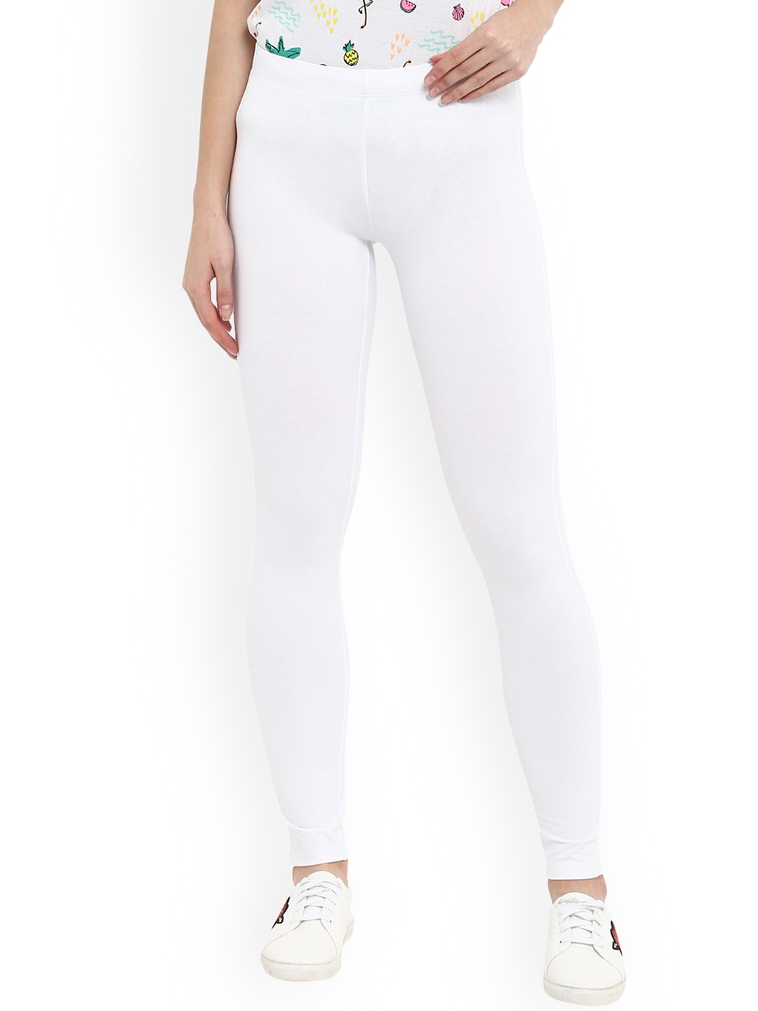 

Mode by Red Tape Women White Solid Leggings