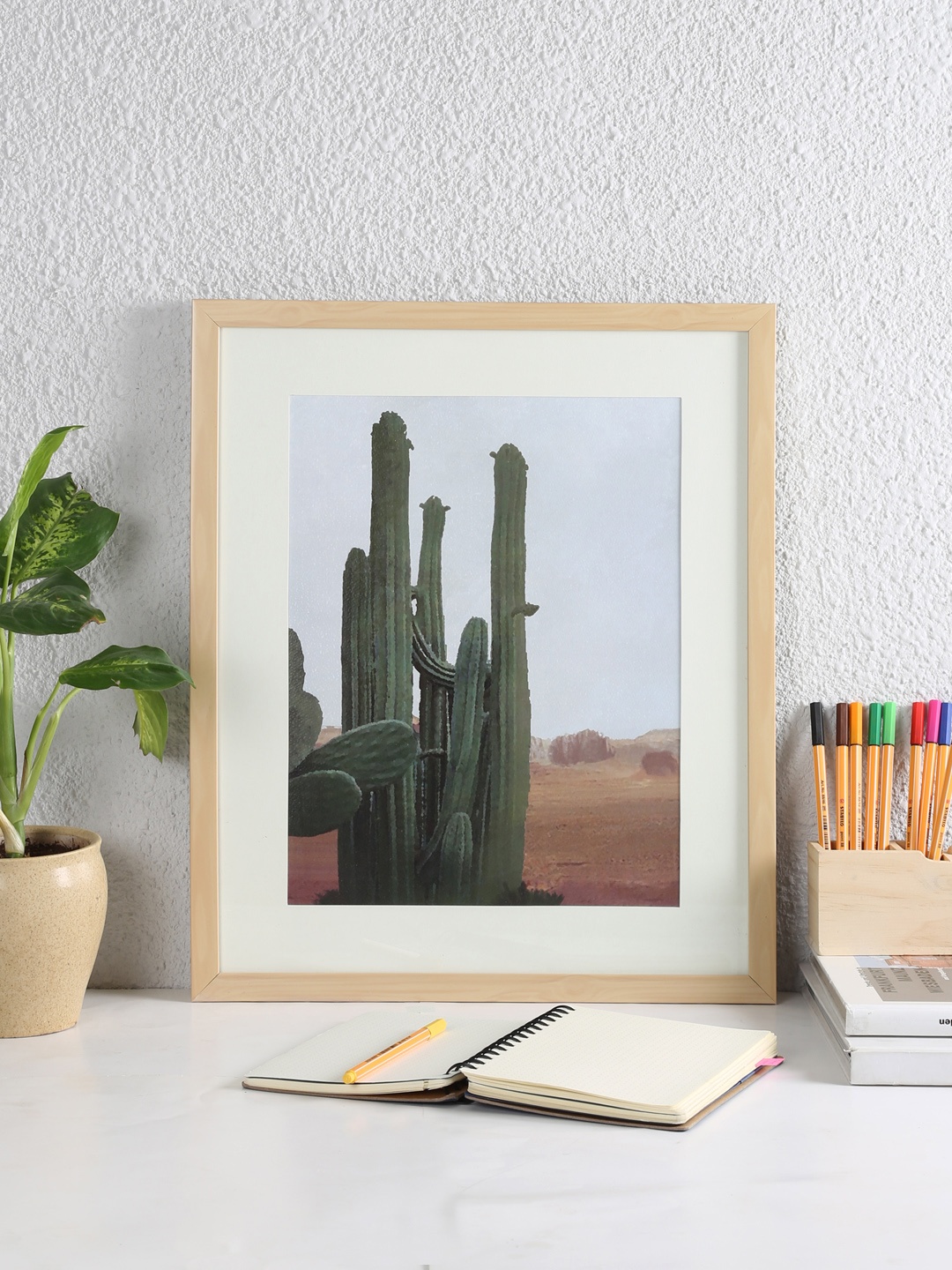 

House This Green & Brown Saguaro Cactus Wall Painting