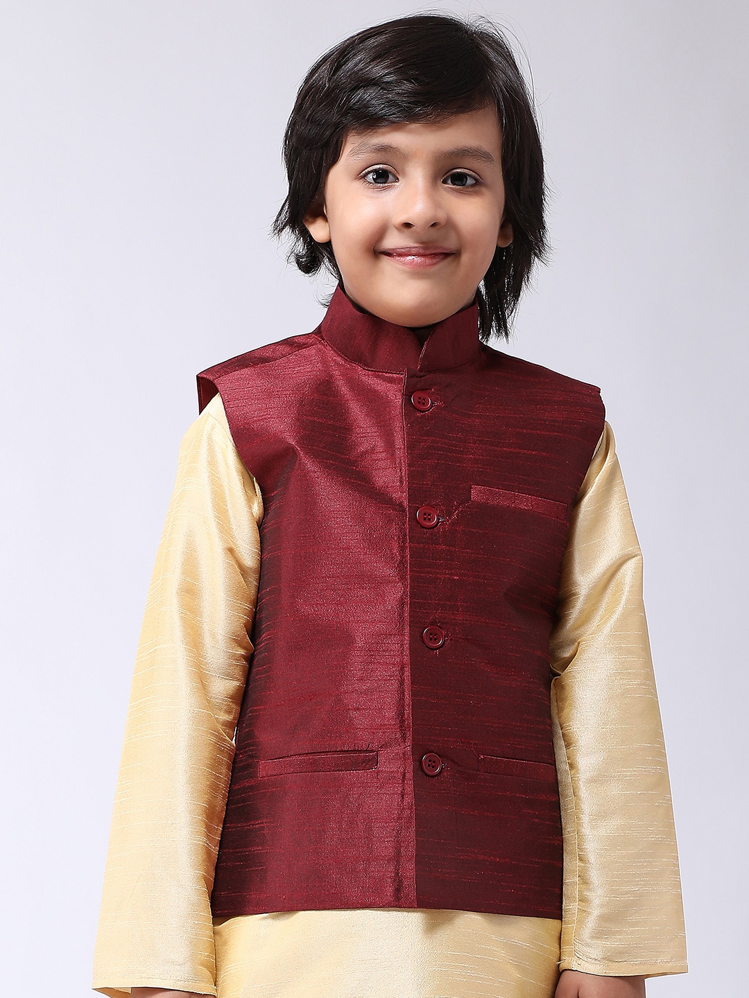 

SOJANYA Boys Maroon Solid Nehru Jacket