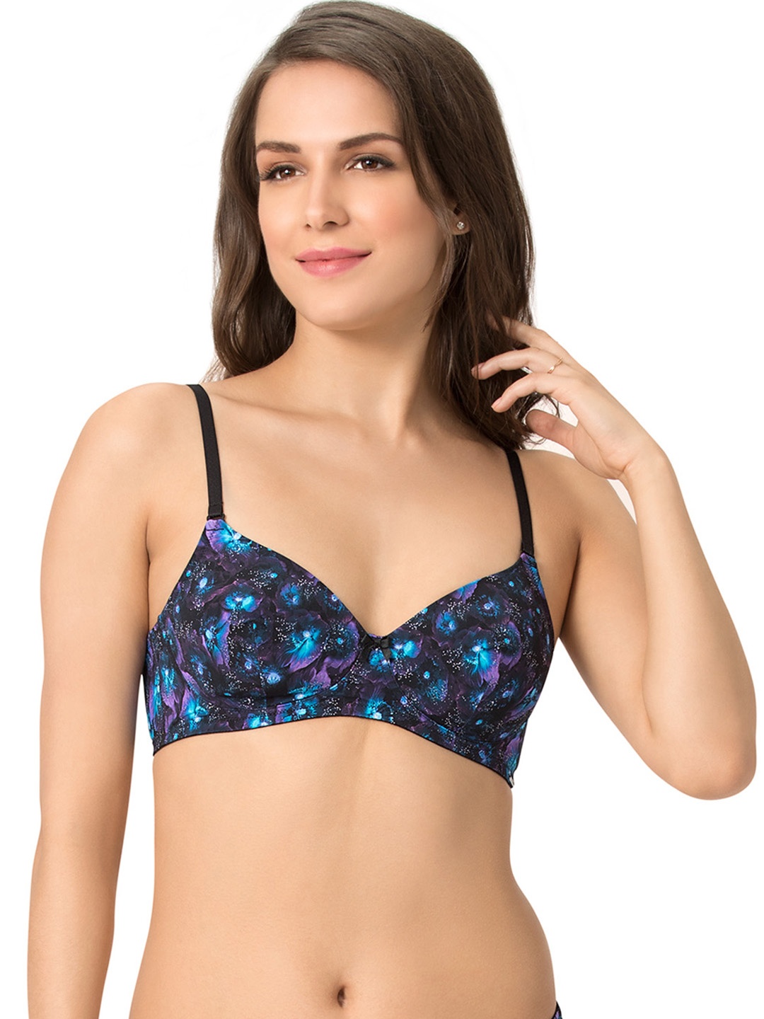 

Amante Printed Padded Wirefree Nocturne T-Shirt Bra - BRA31401, Navy blue