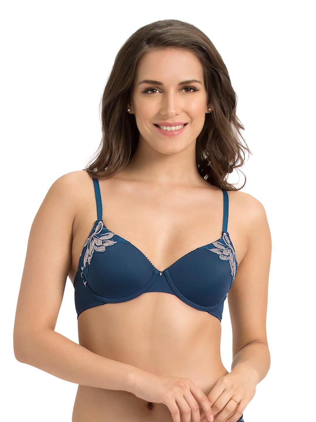 

Amante Blue Self Design Underwired Lightly Padded T-shirt Bra 8903129188906