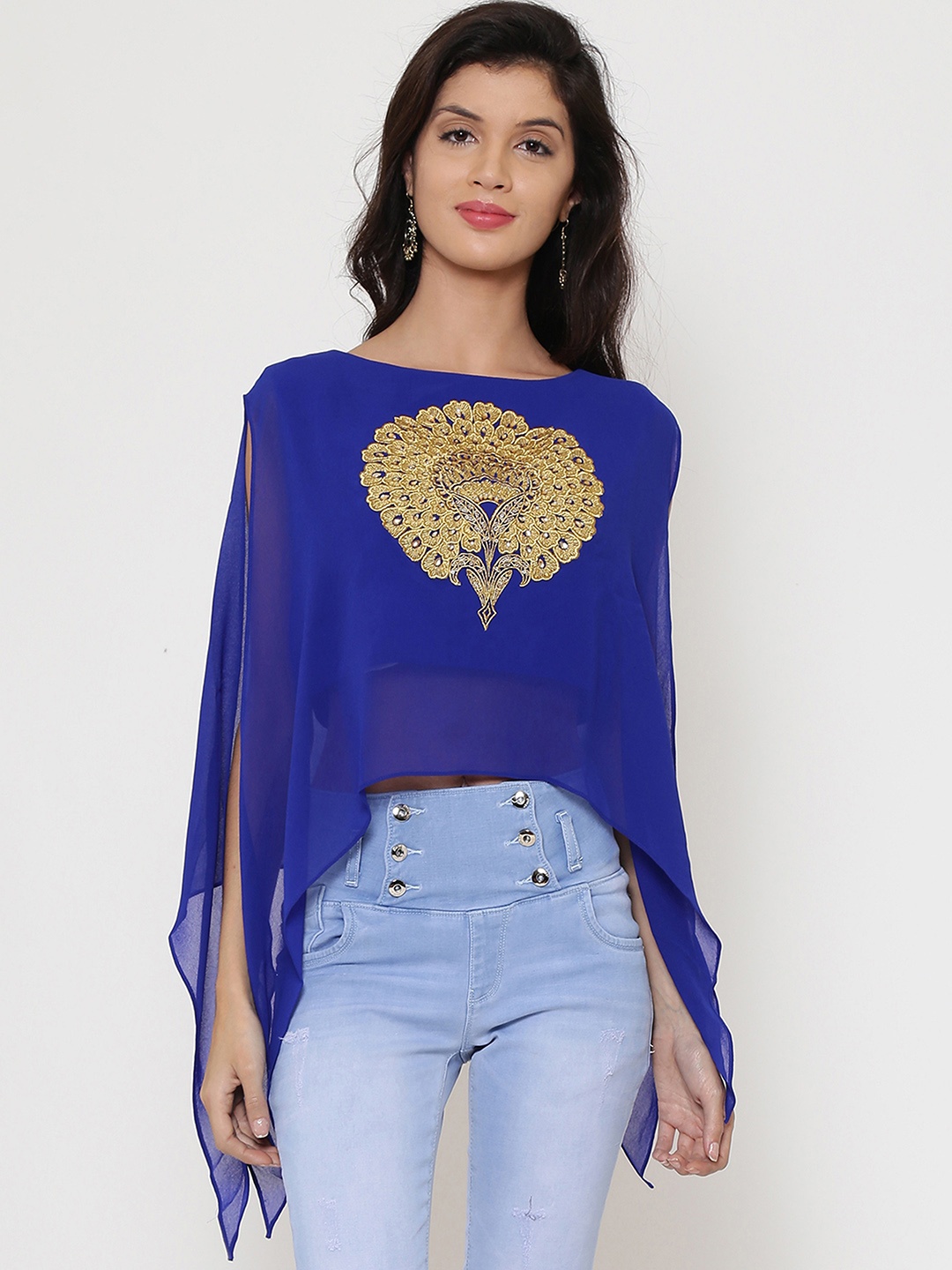 

Be Indi Women Blue Self Design Top
