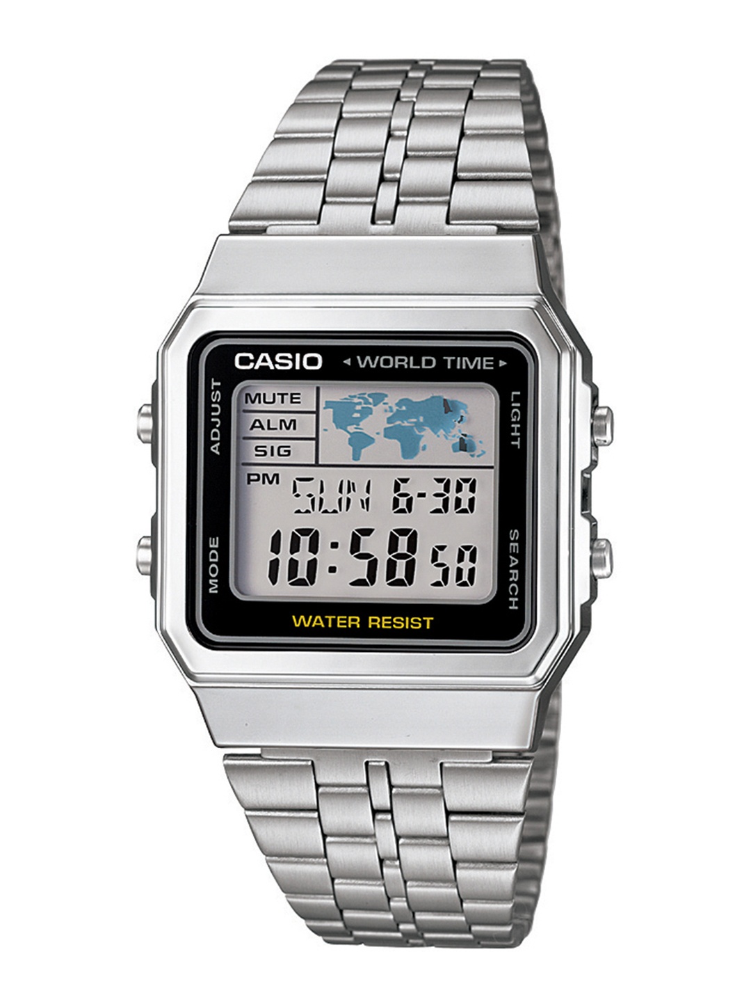 

CASIO Vintage A500WA-1DF Black Digital Dial Silver Stainless Steel Band D133, Grey