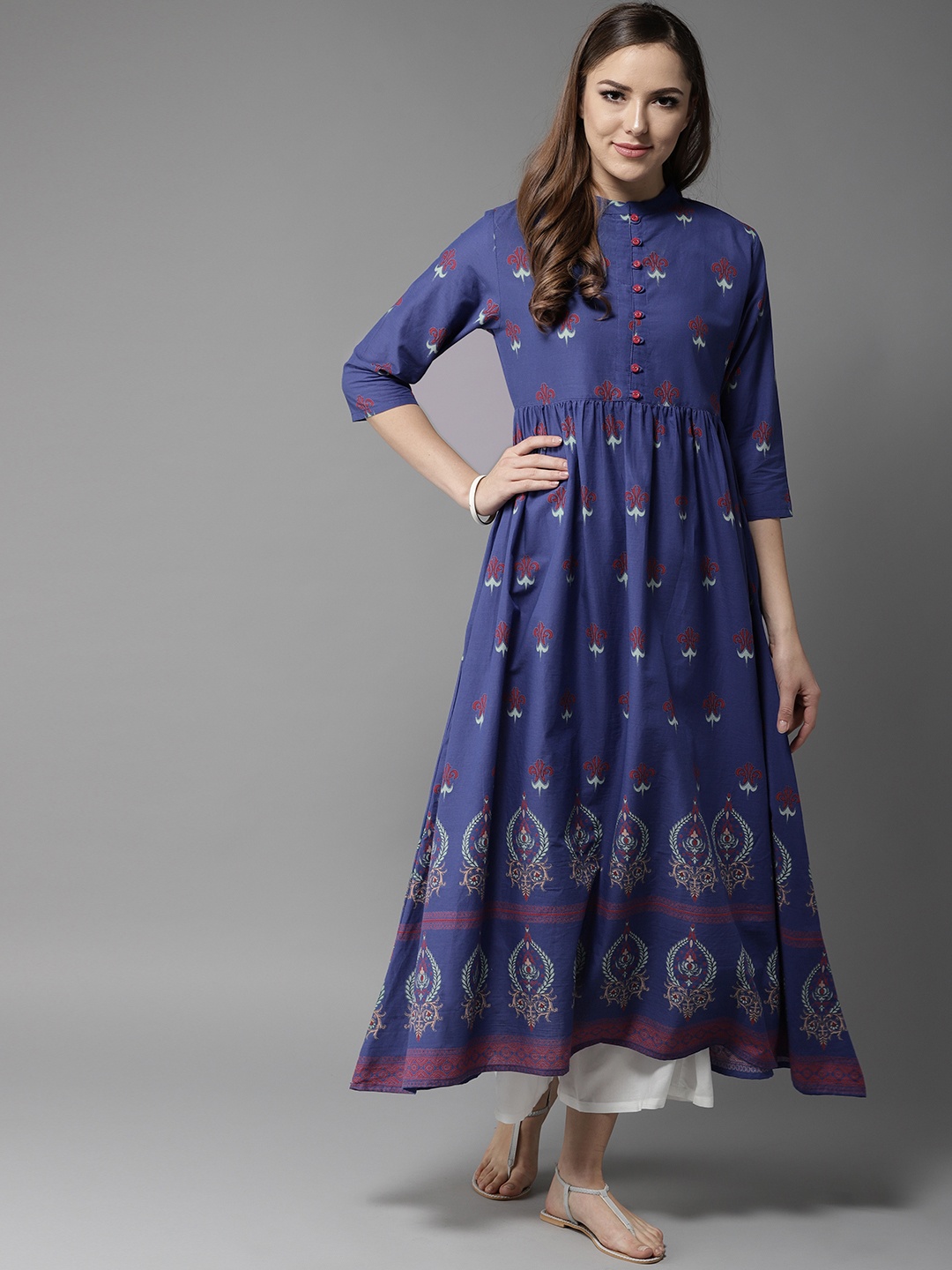 

Moda Rapido Women Blue & Red Printed A-Line Kurta