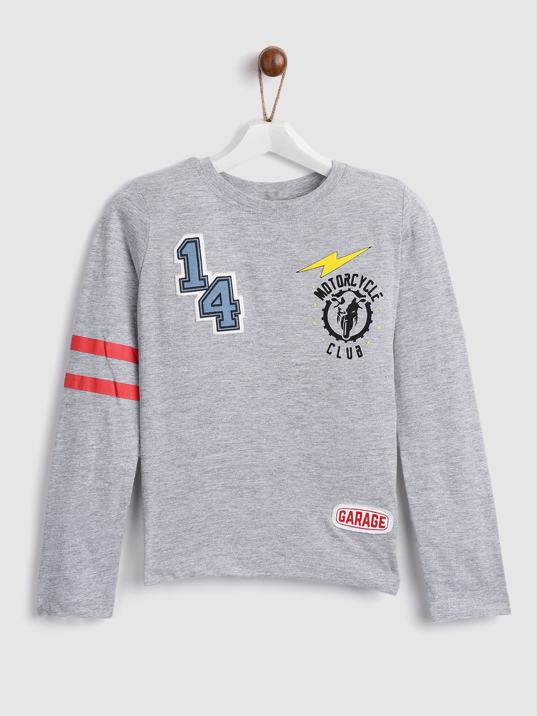 

YK Boys Grey Melange Solid Round Neck T-shirt