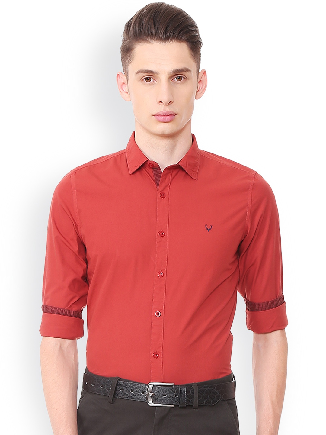 

Allen Solly Men Red Slim Fit Solid Casual Shirt