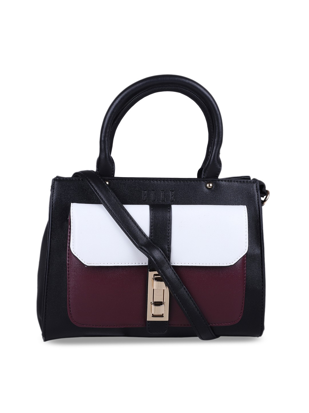 

ELLE Purple & White Colourblocked Satchel