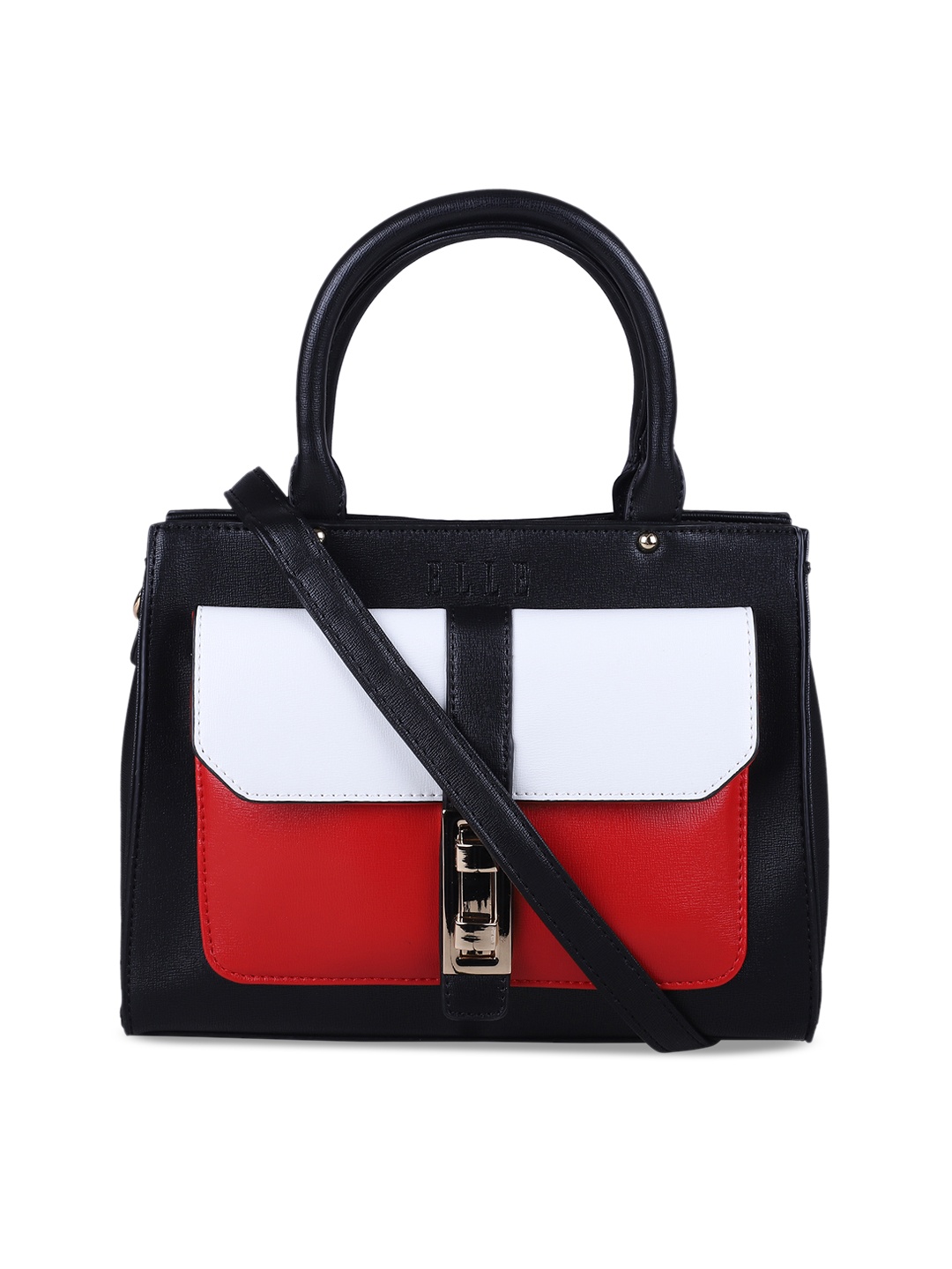 

ELLE Red & White Colourblocked Satchel