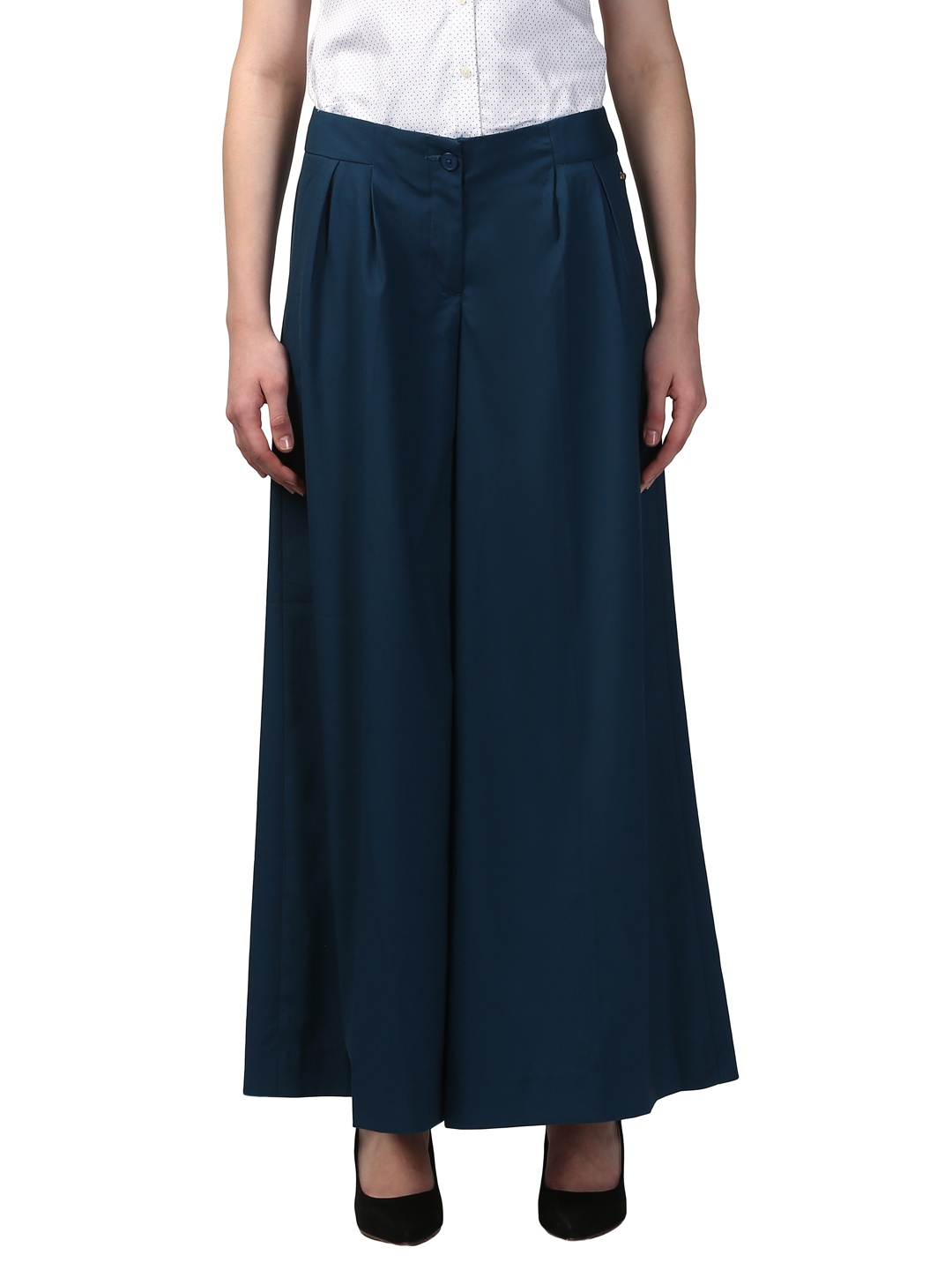 

Park Avenue Women Teal Solid Wide Leg Palazzos