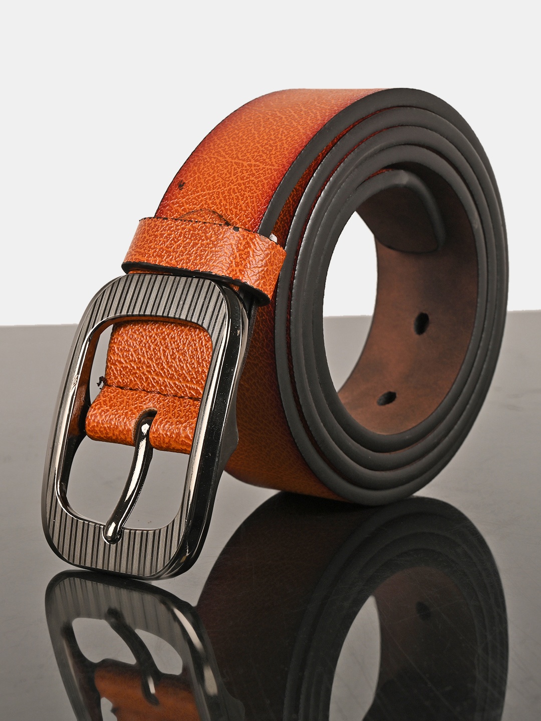 

BuckleUp Men Tan Solid Leather Belt