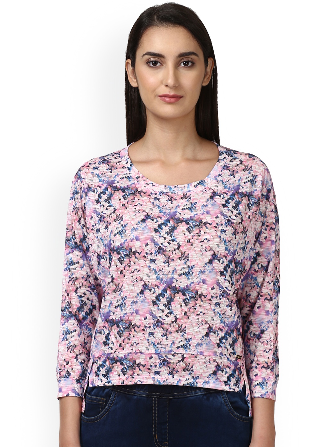 

Park Avenue Women Pink & Blue Printed Top