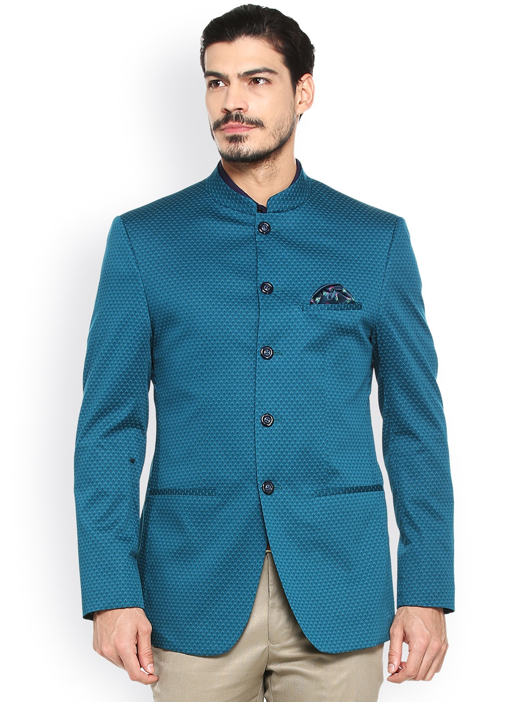 

Allen Solly Men Blue Printed Regular Fit Blazer