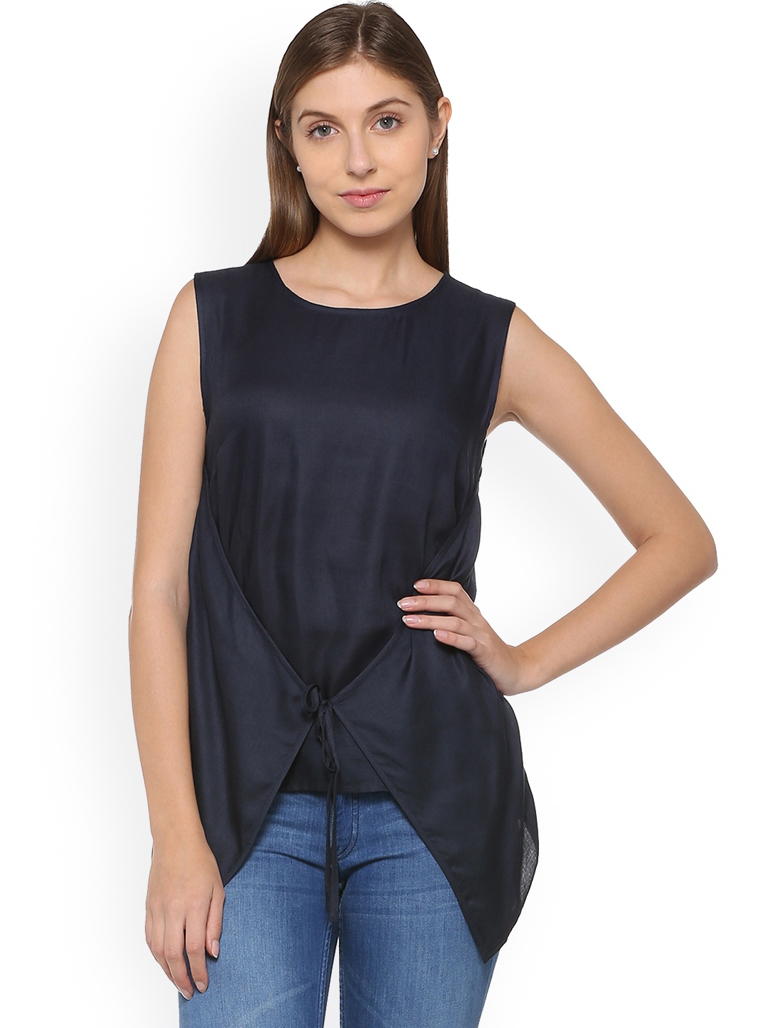 

Allen Solly Woman Navy Blue Solid Top