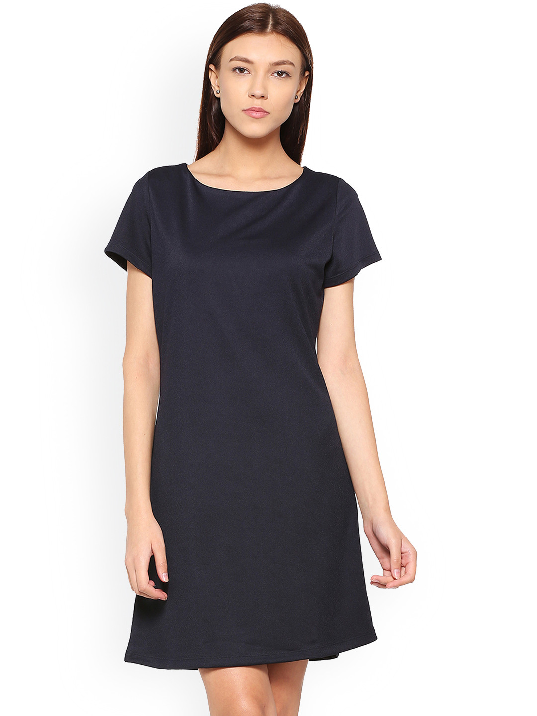 

Allen Solly Woman Navy Blue Solid A-Line Dress
