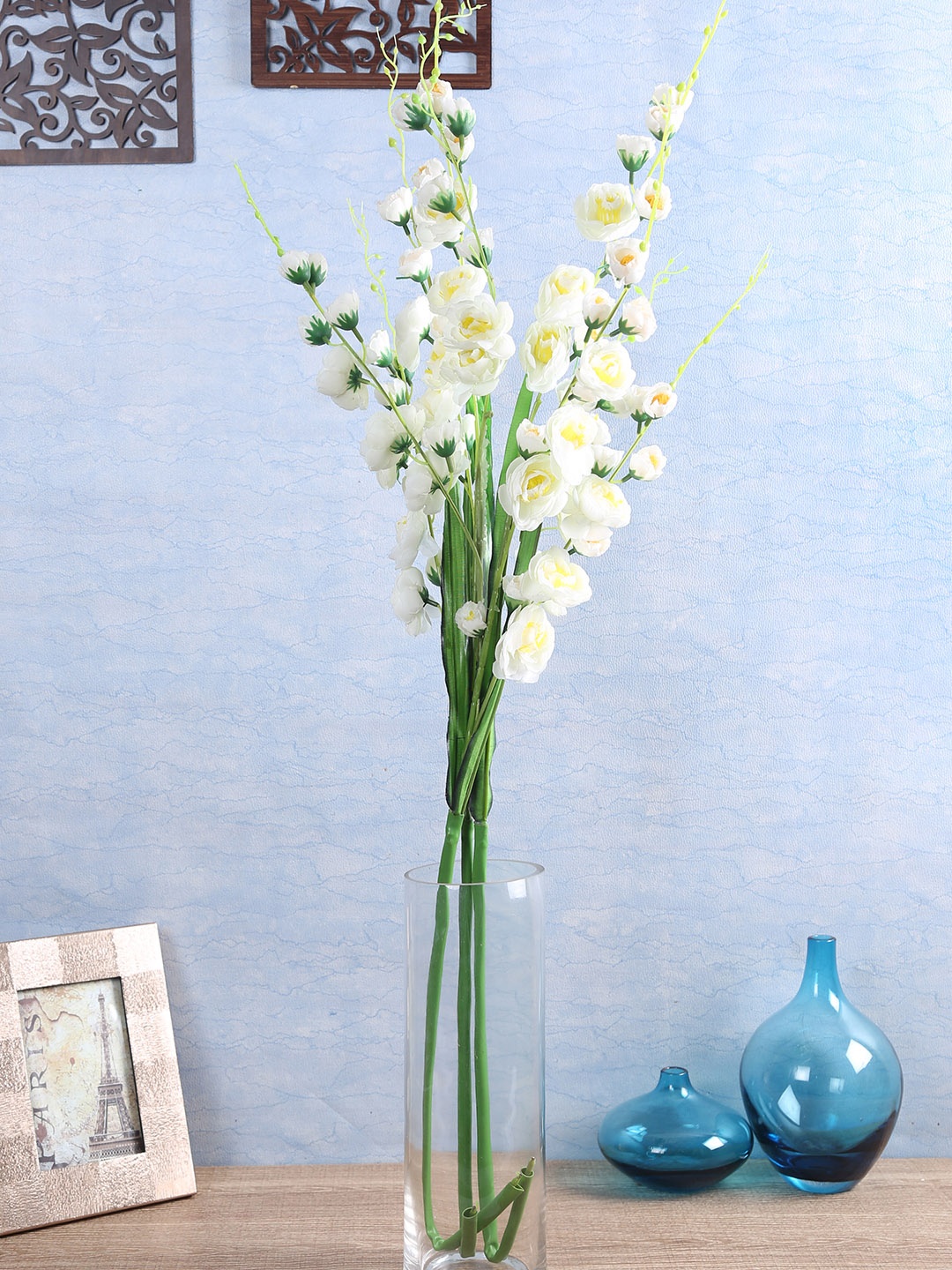 

Fourwalls Set Of 3 White Artificial Lotus Flower Stems