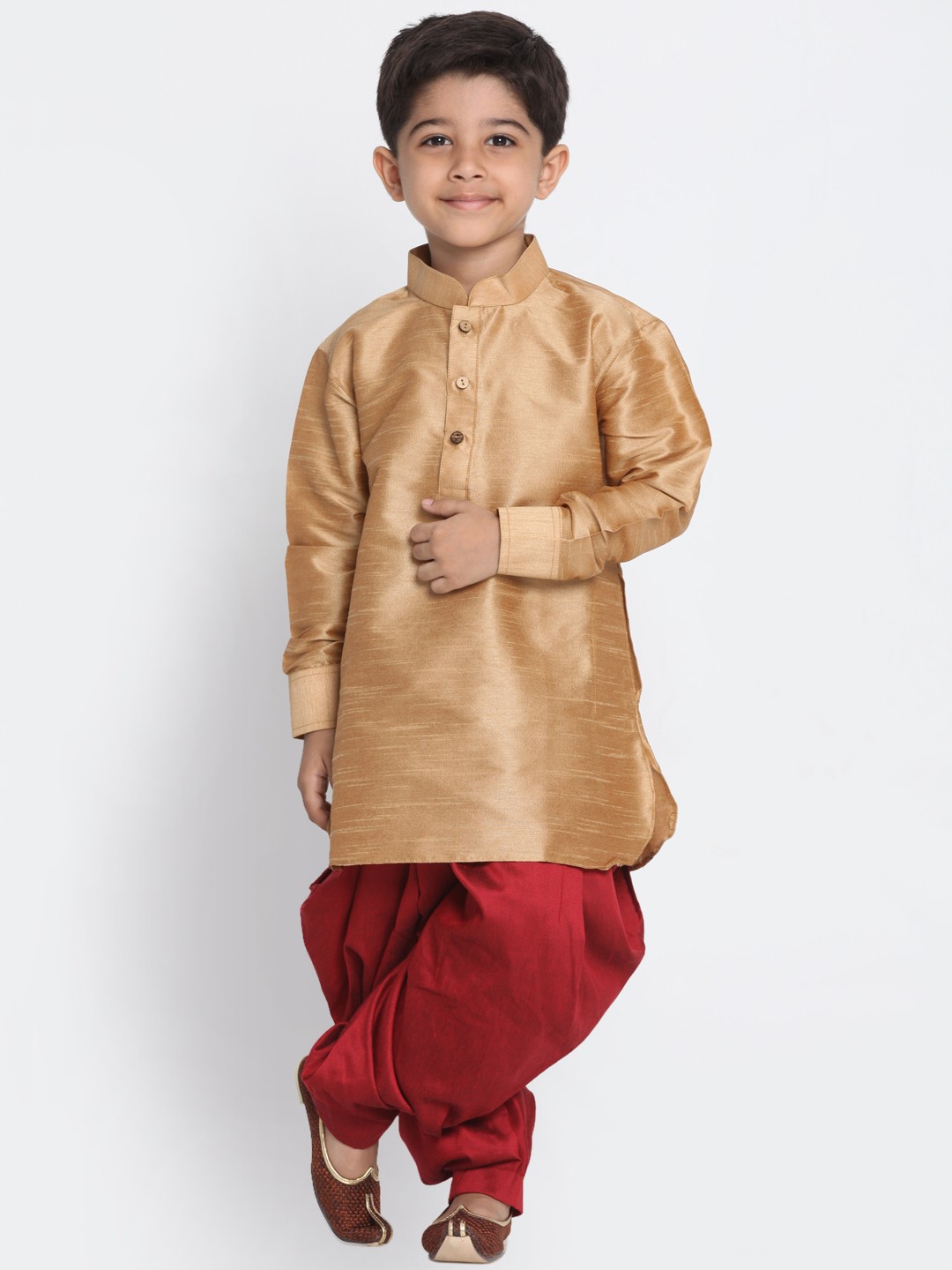 

JBN Creation Boys Beige & Maroon Solid Kurta with Dhoti Pants