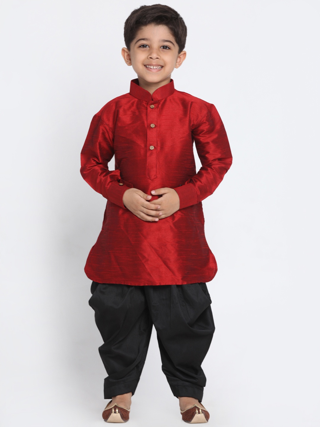 

JBN Creation Boys Maroon & Black Solid Kurta with Dhoti Pants