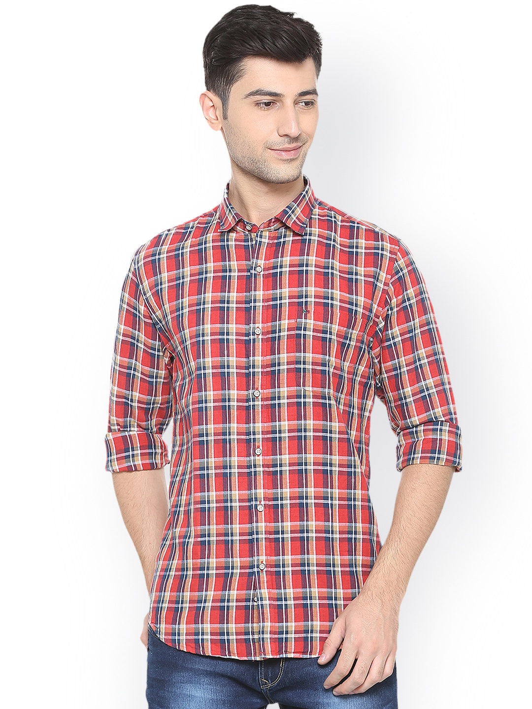 

Peter England Casuals Men Maroon Slim Fit Checked Casual Shirt