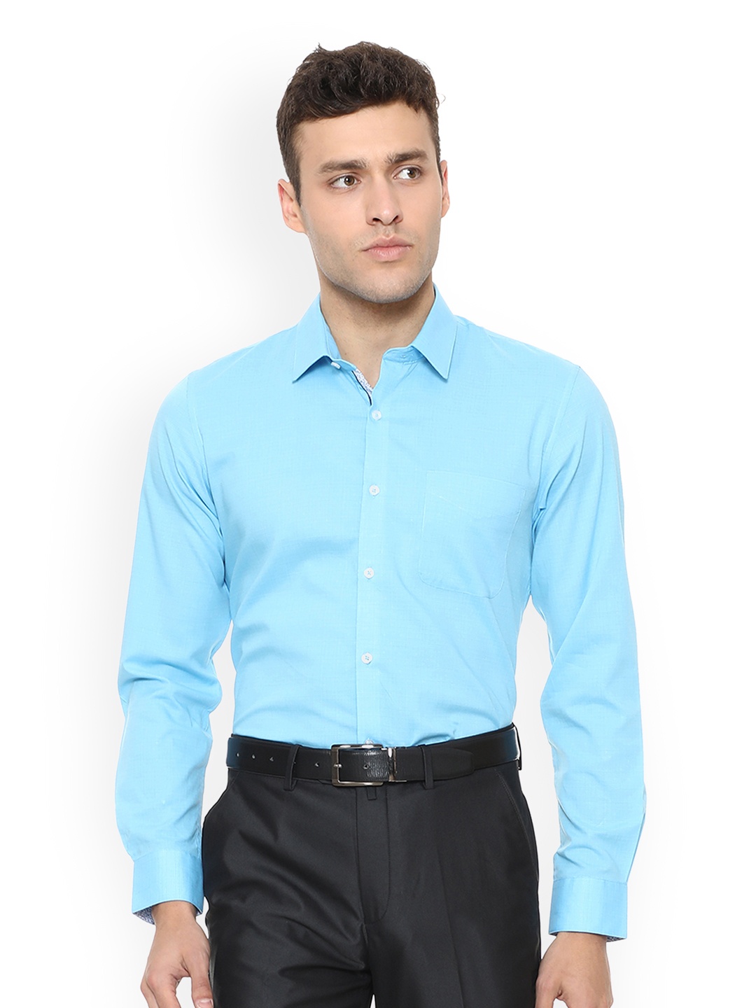 

Peter England Men Blue Slim Fit Checked Formal Shirt