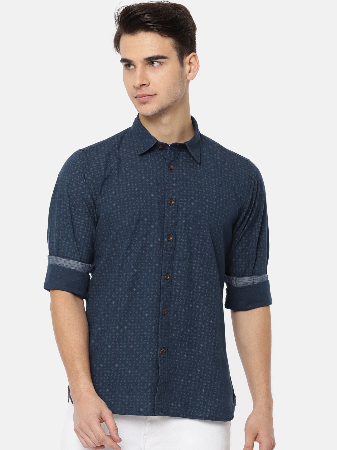 

Pepe Jeans Men Blue Printed Casual Shirt