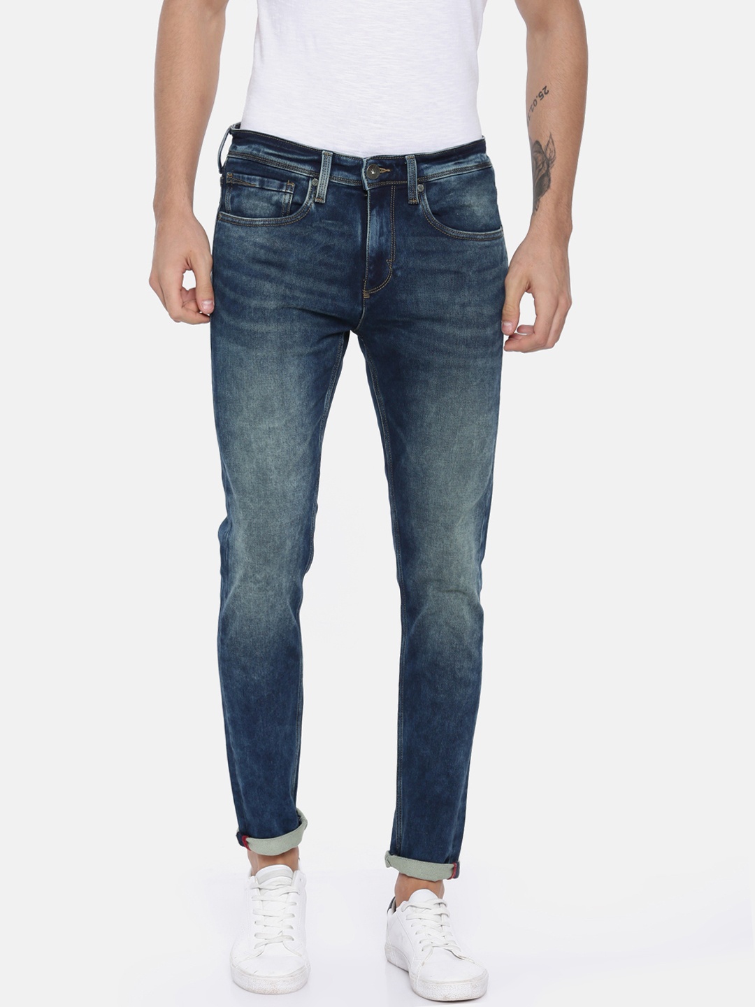 

Pepe Jeans Men Blue Chinox Super Skinny Fit Mid-Rise Jeans