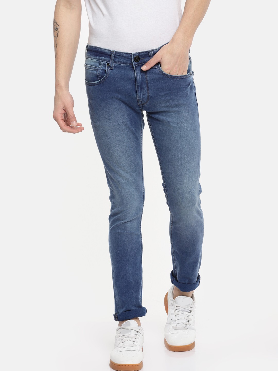 

Pepe Jeans Men Blue Regular Fit Mid-Rise Clean Look Stretchable Jeans