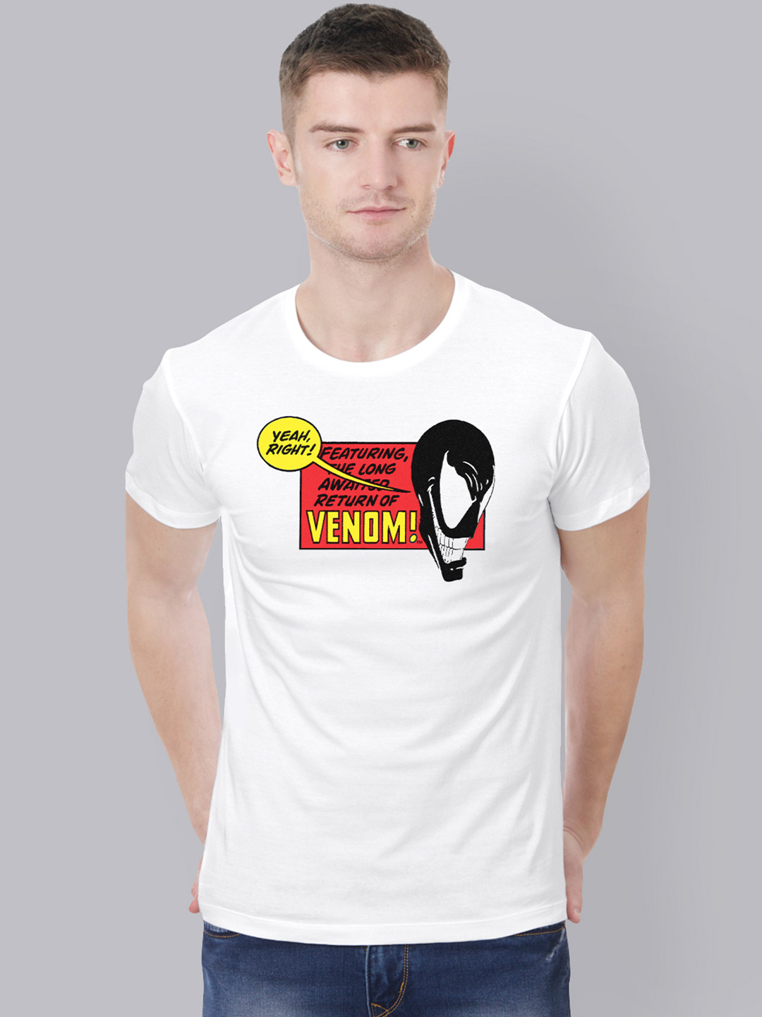 

Free Authority Men White Red Venom Printed Pure Cotton T-shirt