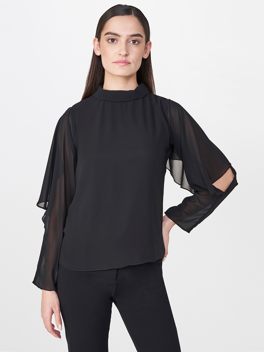 

AND Women Black Solid Top