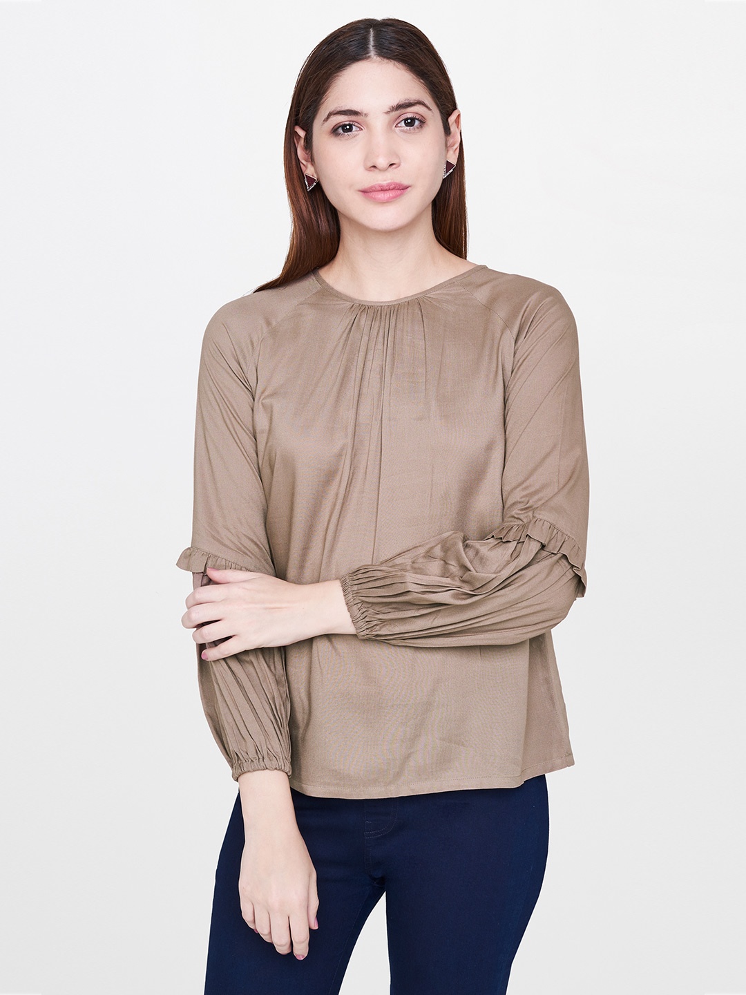 

AND Women Beige Solid Top