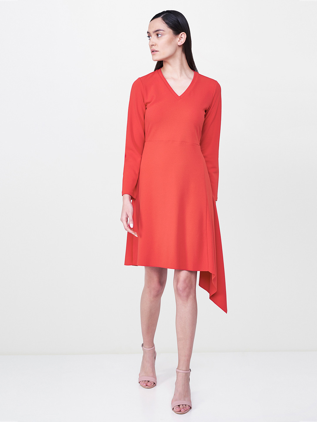 

AND Women Red Solid A-Line Dress
