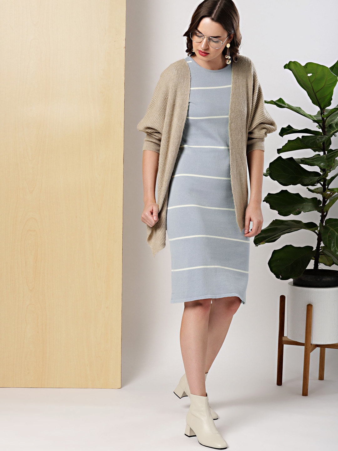 

her by invictus Blue Self-Design Jumper Dress