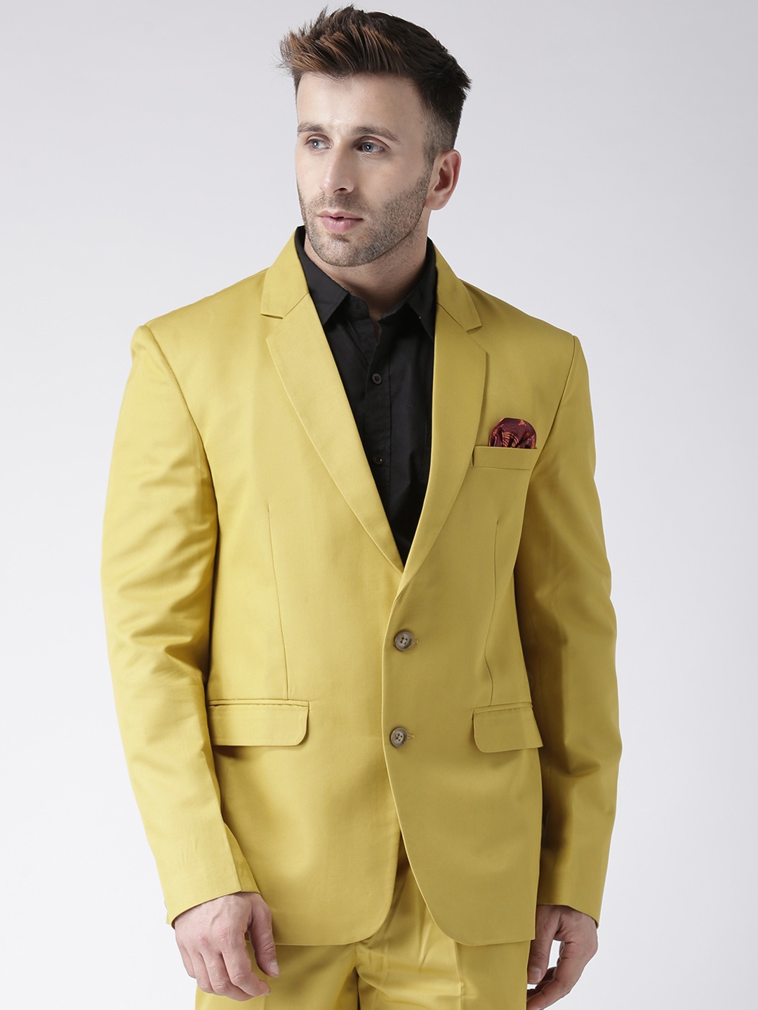 

Hangup Yellow Solid Single-Breasted Blazer