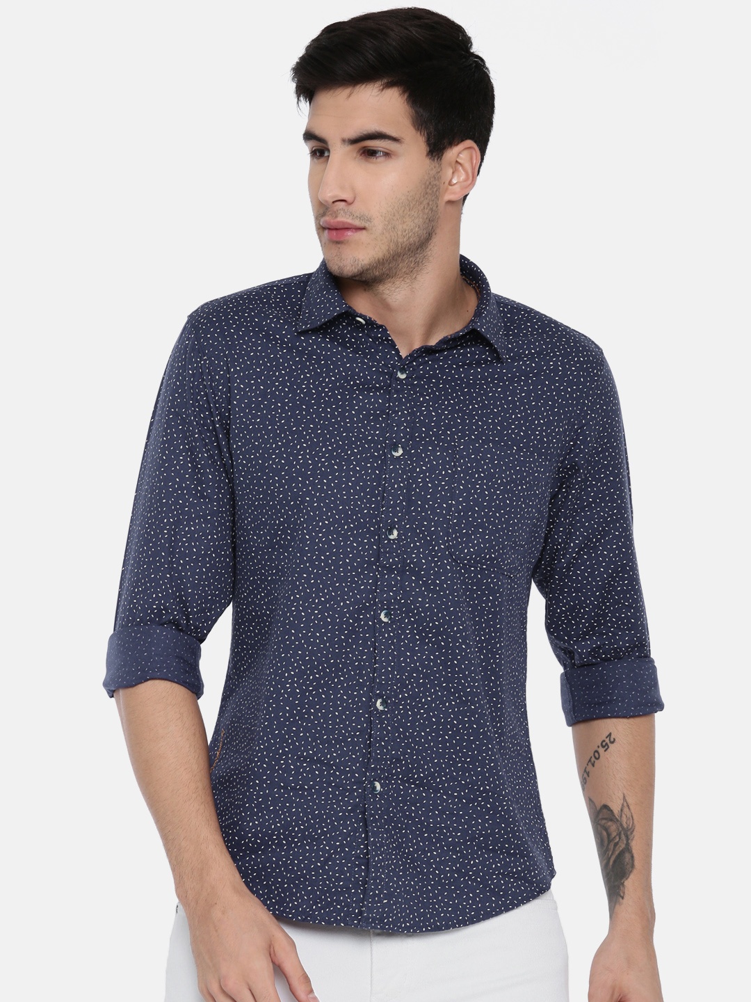 

Pepe Jeans Men Navy Blue Regular Fit Printed Casual Shirt