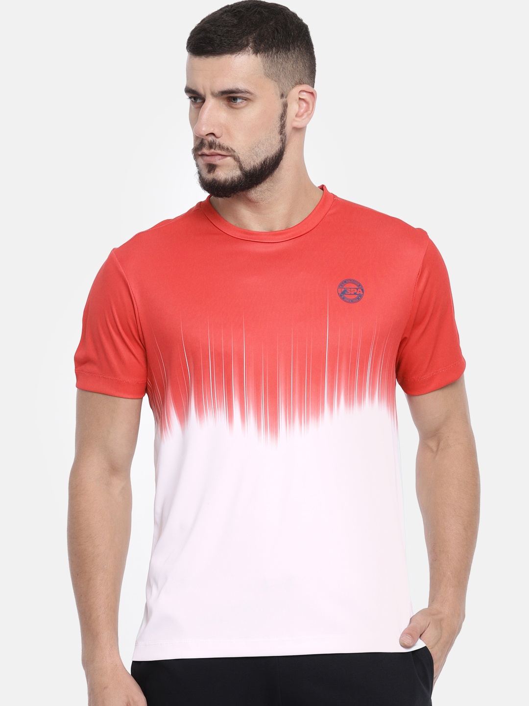 

U.S. Polo Assn. Men Red Colourblocked Round Neck T-shirt