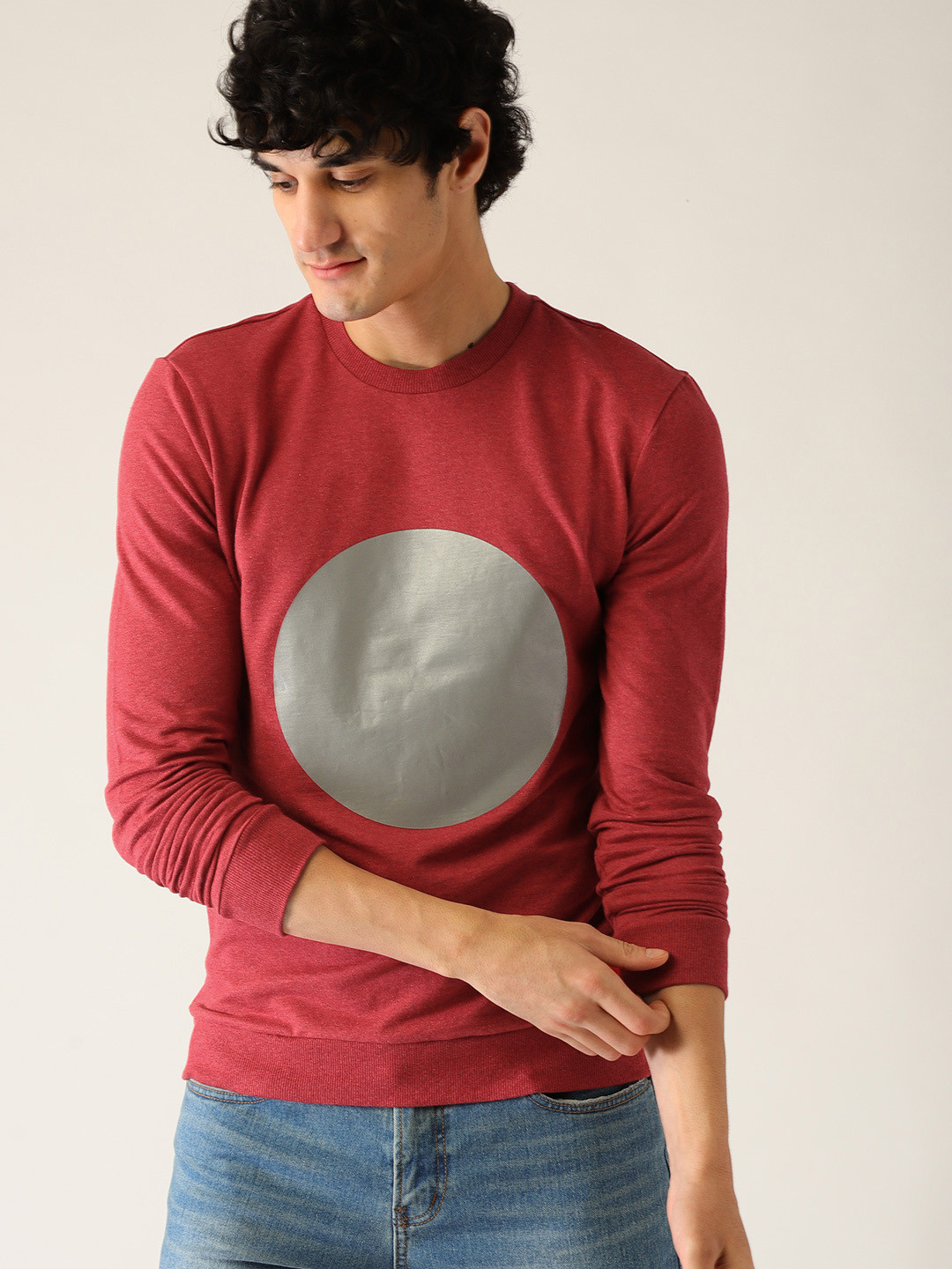

United Colors of Benetton Men Red Printed Sweatshirt