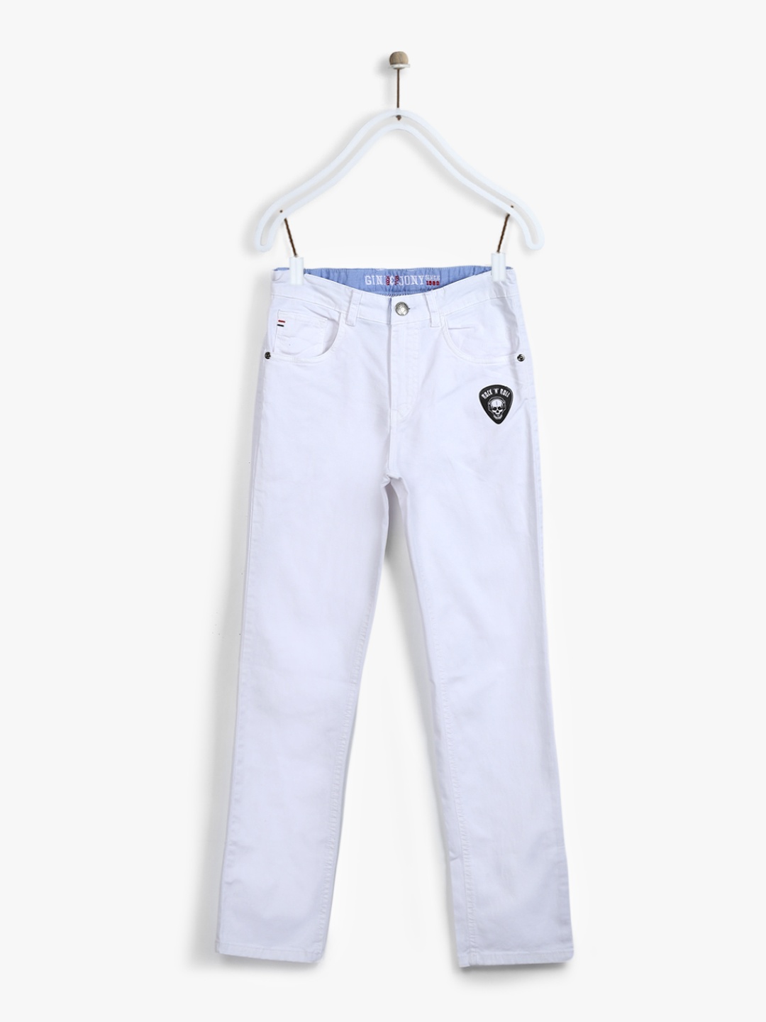 

Gini and Jony Boys White Regular Fit Solid Regular Trousers